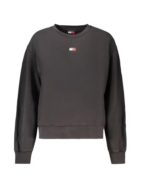 Hanorac crewneck Tommy Hilfiger cu decolteu rotund cu autograf negru