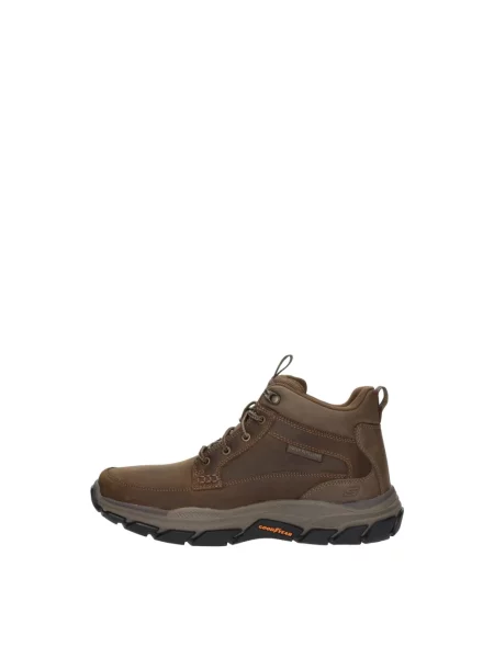 Botki Skechers skórzane brązowe