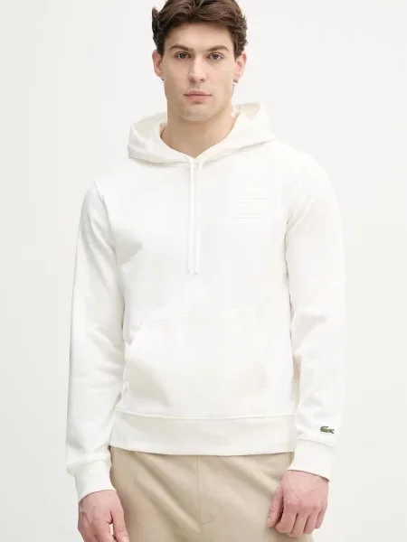Lacoste Pulover s kapuco bombažen bež