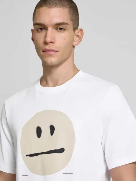 T-shirt z nadrukowanym motywem Wood Wood biała