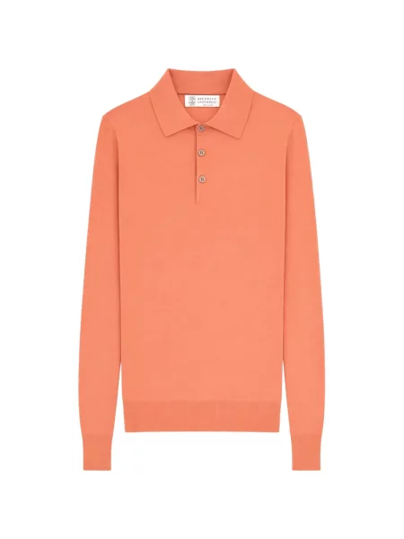 Tricou polo Brunello Cucinelli lung portocaliu
