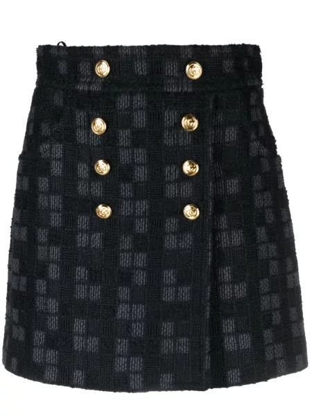 Fustă Gucci din tweed cu două rânduri de nasturi albastru