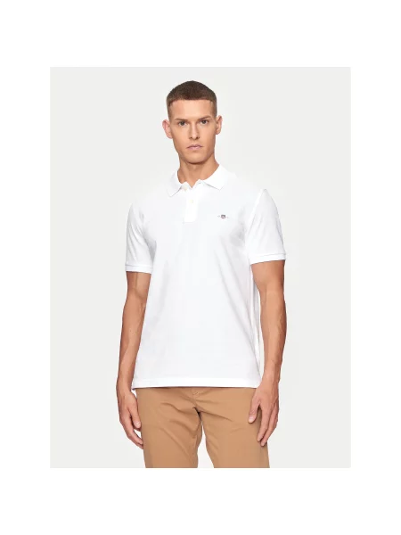 Gant Polo marškinėliai Shield Slim Fit balta