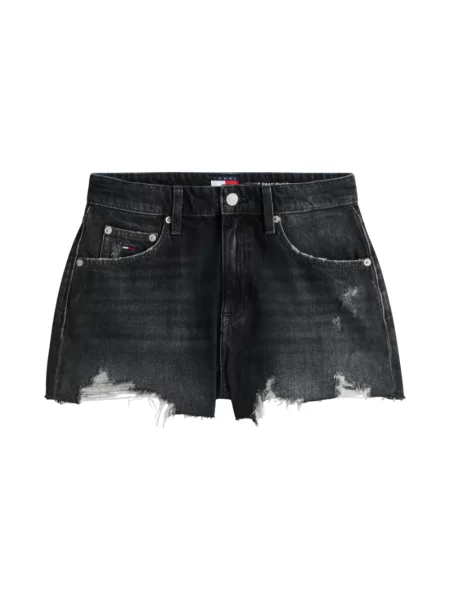 Szorty jeansowe Tommy Jeans z przetarciami czarne
