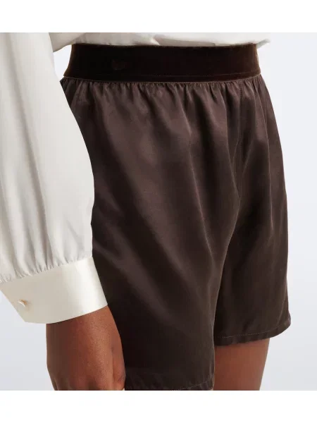 Pantaloni scurți Tom Ford de mătase maro