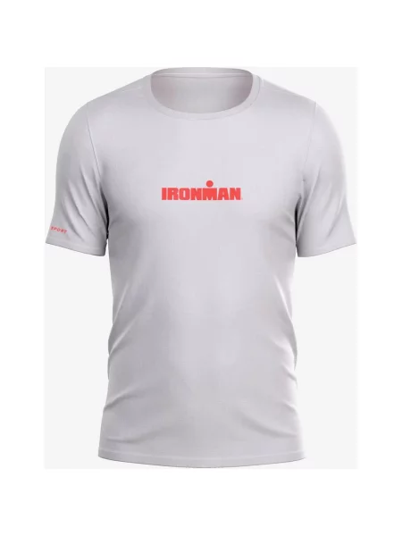 Koszulka z krótkim rękawem Compressport Training Ironman biało czerwony L biała