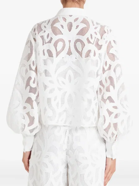 Риза Temperley London на цветя с дантела бяло