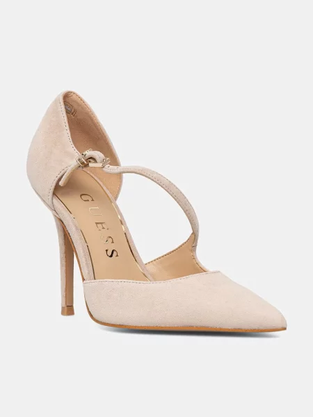 Guess pantofi cu stiletto din piele întoarsă NAPIPER bej