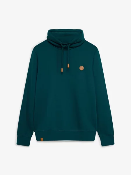 Bluza z grubej dzianiny z detalami imitującymi skórę niebieska