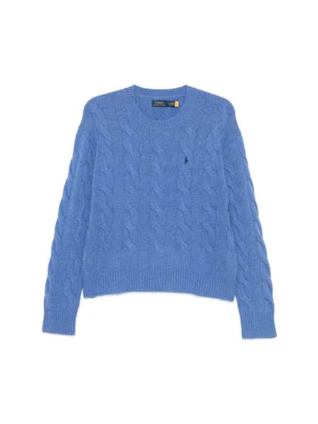 Sweter z dzianiny o kroju regular fit z mieszanki wełny i kaszmiru Polo Ralph Lauren niebieski