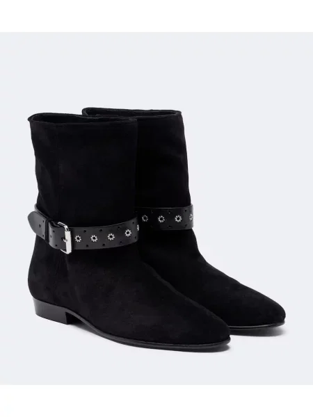 Cizme scurte Isabel Marant din piele de căprioară negru