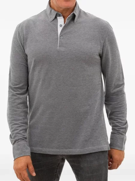 Lung tricou polo Corneliani gri