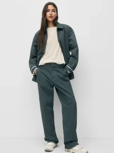 Pull&Bear Pantaloni închis verde