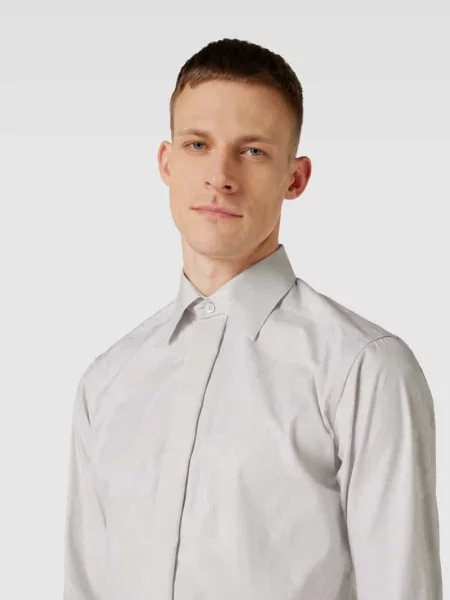 Koszula smokingowa o kroju slim fit z wysokiej jakości bawełny model ‘FLORAL JACQUARD’ Eton