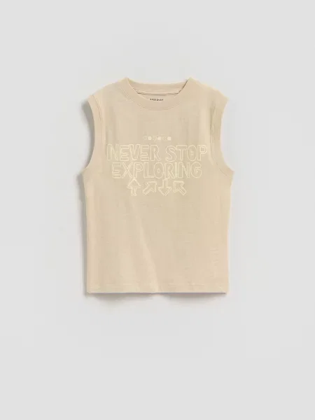 Reserved tričko bez rukávů béžová