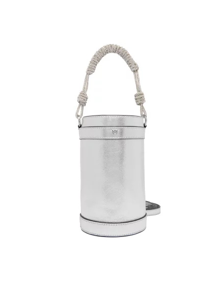 PINKO Rankinė Mini Bucket Manico PLTT sidabrinė