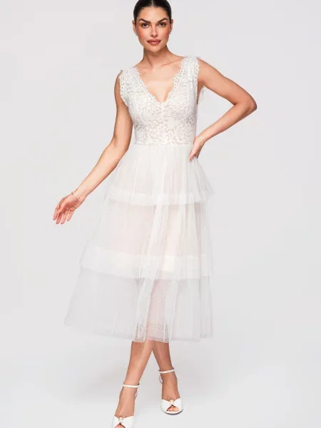 Rochie de cocktail Edoti alb