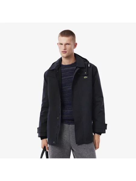 Lacoste Wodoodporna Parka Z Kapturem O Średniej Długości niebieski