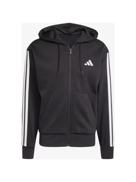 Bluza z kapturem adidas Essentials Fleece 3S Full Zip czarny czysty XL biały