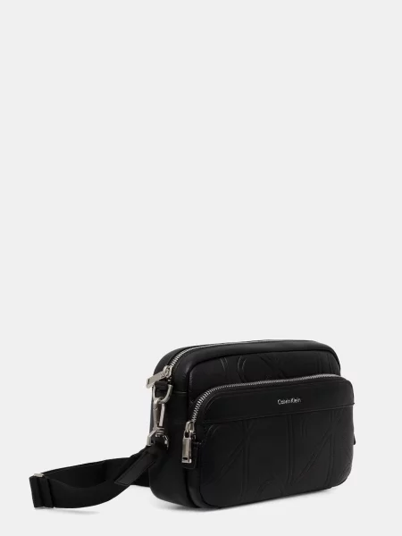 Calvin Klein Geantă crossover Emblem Aop Emboss Camera Bag negru