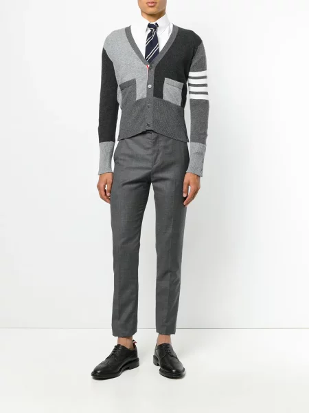 Cardigan Thom Browne cu decolteu în V gri