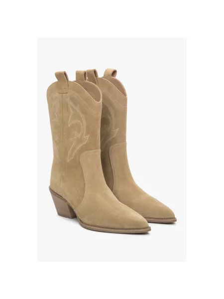 Велюрові чоботи Estro бежеві
