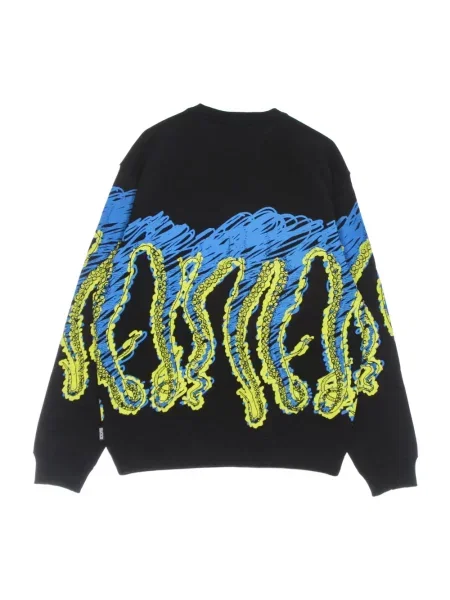 Lekka bluza Octopus z okrągłym dekoltem z logo czarna