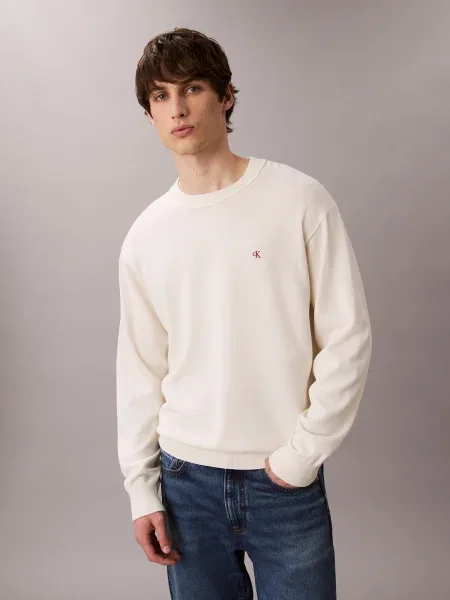 Calvin Klein Jeans Bombažen pulover bež
