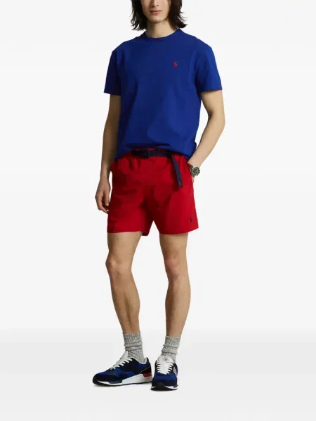 Tricou polo Polo Ralph Lauren cu glugă cu blană cu broderie roșu