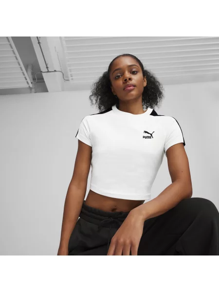 Koszulka Puma Iconic T7 Baby krótki rękaw czysta biel czarna XL biała