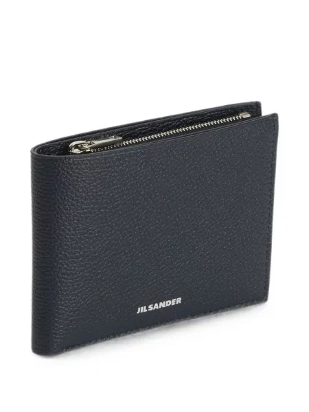 Kožená peněženka Jil Sander s autogramem černá