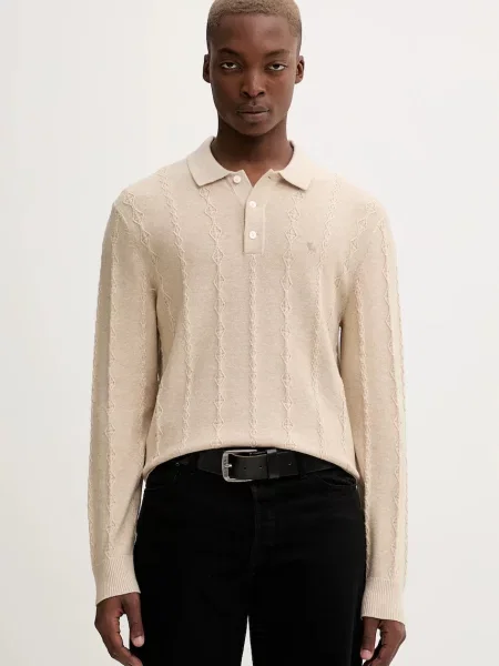 Pulover z dodatkom volne Abercrombie & Fitch bež