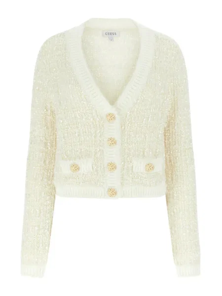 GUESS Kardigan AOMORI vlny bílé