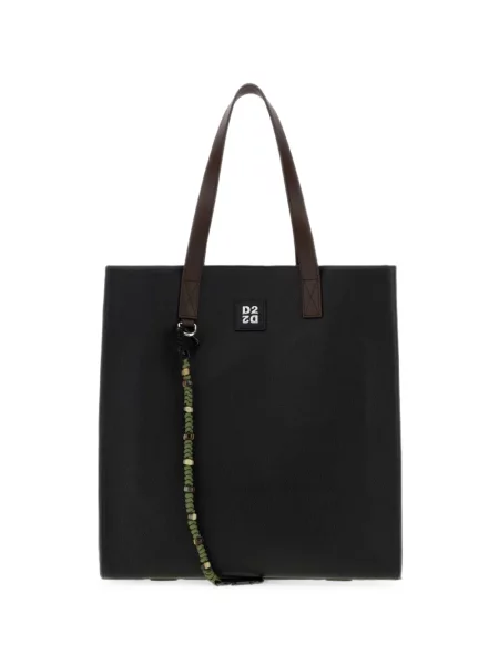 Geantă Dsquared2 țesută cu bretele cu autograf negru