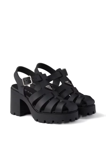 Sandale Prada cu platformă cu cataramă negru