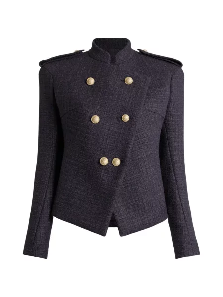 Geacă Balmain din tweed albastru
