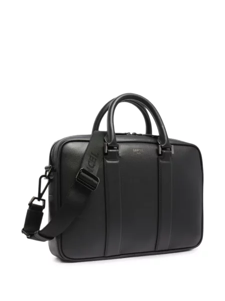 Кожена чанта за лаптоп Lancel черно