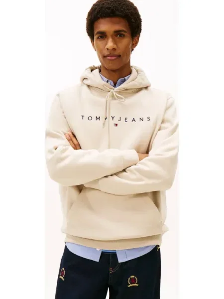 Palton Tommy Jeans cu glugă bej
