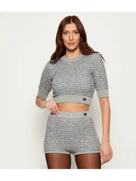 Elisabetta Franchi Pulover | Cropped Fit cu adaos de lână gri