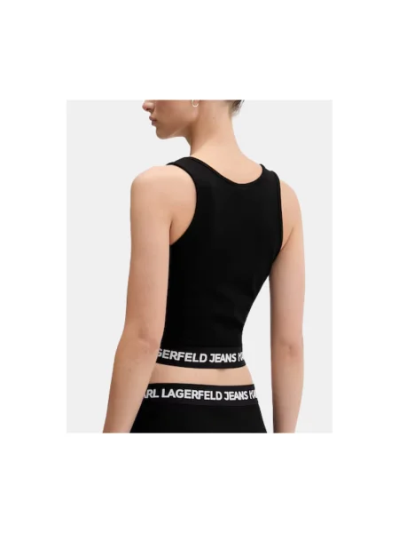 Top din denim Karl Lagerfeld Jeans negru