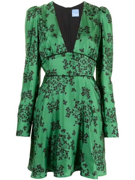 Rochie mini Macgraw de mătase de costum verde