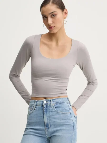 Блуза с дълги ръкави Hollister Co. сиво