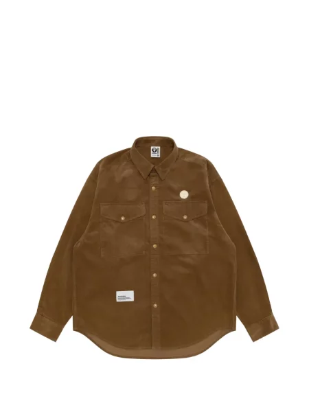 Cămașă Aape By A Bathing Ape cu broderie de catifea cord maro