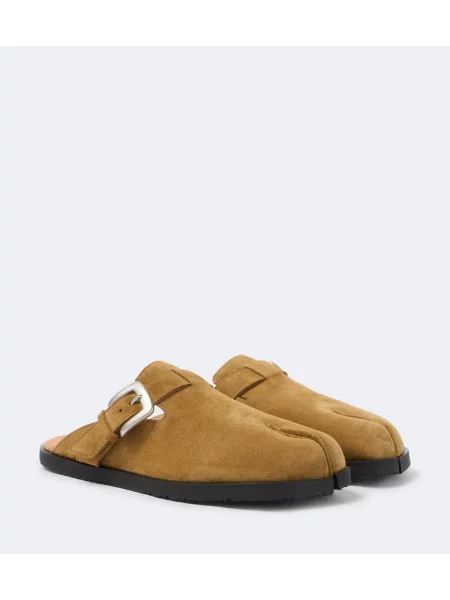 Papuci tip mules Maison Margiela din piele de căprioară bej