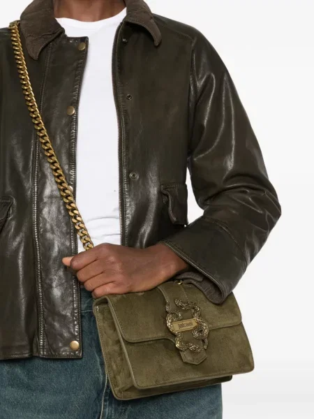 Geantă Just Cavalli cu model piele de șarpe verde