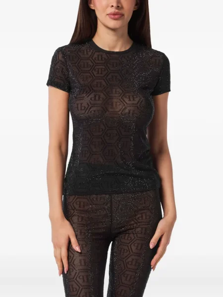 Tricou Philipp Plein din tul negru