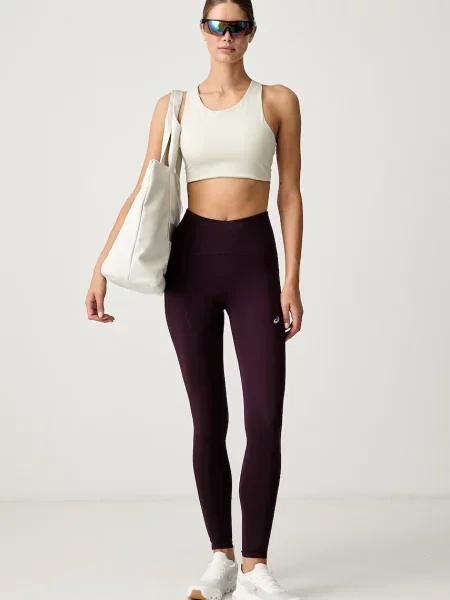 Pantaloni sport Asics cu talie înaltă violet