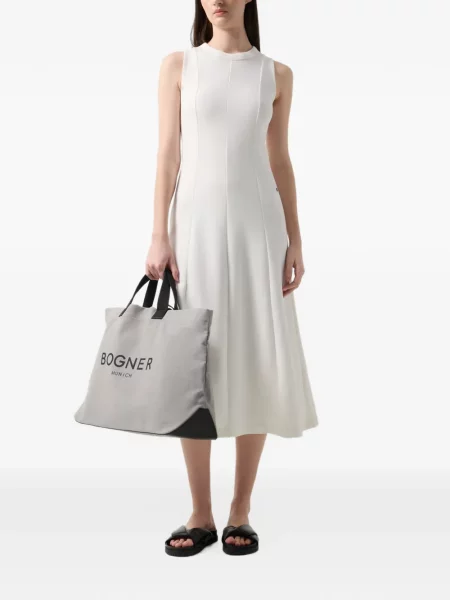 Rochie midi Bogner cu broderie fără mâneci alb