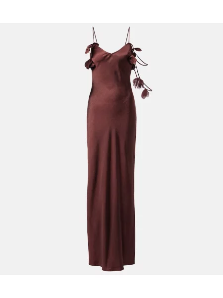Rochie Self-portrait din satin maro