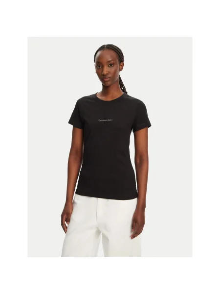Calvin Klein Jeans Póló Monologo Slim Fit fekete